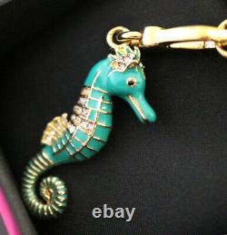 NWT NIB JUICY COUTURE 3D Seahorse Teal Pave Crystal BRACELET CHARM NEW