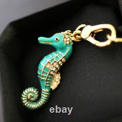 NWT NIB JUICY COUTURE 3D Seahorse Teal Pave Crystal BRACELET CHARM NEW