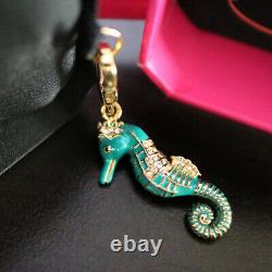 NWT NIB JUICY COUTURE 3D Seahorse Teal Pave Crystal BRACELET CHARM NEW