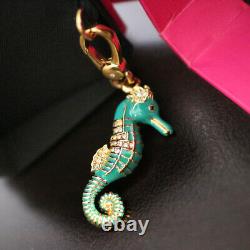NWT NIB JUICY COUTURE 3D Seahorse Teal Pave Crystal BRACELET CHARM NEW