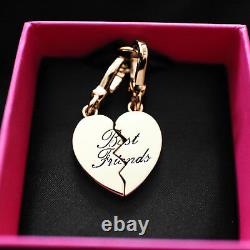NWT NIB JUICY COUTURE Best friends Forever Pave Heart Set 2 BRACELET CHARM NEW
