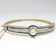 Nyjewel 14k Two Tone Gold Pearl 0.5ct Diamond Blue Enamel Bangle Bracelet 6.25