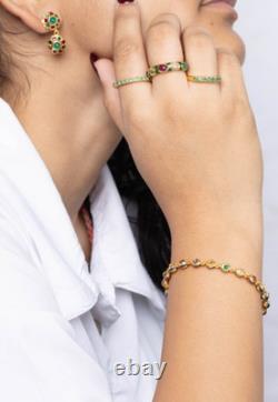 Natural Gemstones Bracelet 18k Gold Blue Enamel Bracelet Handmade Gift for Her