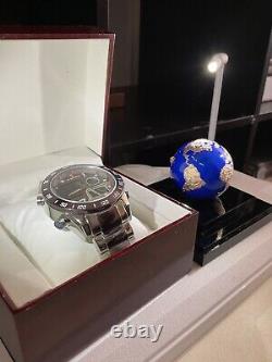 Naviforce Chronograph Men's Watch + Earth Blue Enamel, 3oz 999 Silver, Rose Gold