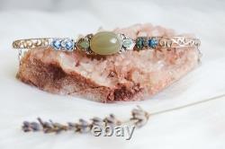 Nephrite Hetian Jade S925 Bracelet In Green With Blue Enamel 11.12g certificate