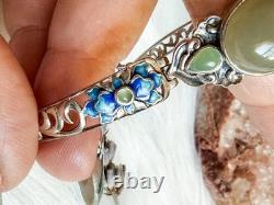 Nephrite Hetian Jade S925 Bracelet In Green With Blue Enamel 11.12g certificate