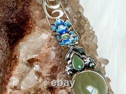 Nephrite Hetian Jade S925 Bracelet In Green With Blue Enamel 11.12g certificate