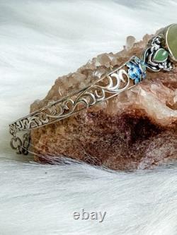 Nephrite Hetian Jade S925 Bracelet In Green With Blue Enamel 11.12g certificate