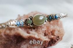 Nephrite Hetian Jade S925 Bracelet In Green With Blue Enamel 11.12g certificate