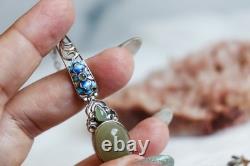 Nephrite Hetian Jade S925 Bracelet In Green With Blue Enamel 11.12g certificate