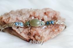 Nephrite Hetian Jade S925 Bracelet In Green With Blue Enamel 11.12g certificate