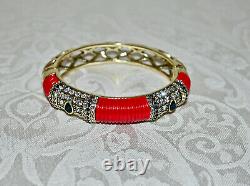 New $180 HEIDI DAUS Yacht Club M/L Bangle Bracelet RED Enamel Blue Crystal