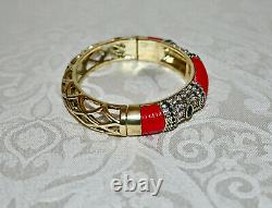 New $180 HEIDI DAUS Yacht Club M/L Bangle Bracelet RED Enamel Blue Crystal