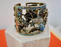 New $260 HEIDI DAUS Spooky Soiree BAT Wide Cuff Bracelet Enamel Crystals BOO