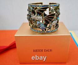 New $260 HEIDI DAUS Spooky Soiree BAT Wide Cuff Bracelet Enamel Crystals BOO