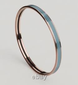 New HERMES Uni Bangle, Aqua Blue Enamel On Yellow Gold Sz 65cm