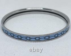 New HERMES Uni Bangle, Blue Pattern Enamel On Palladium Sz 65cm PM