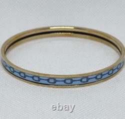 New HERMES Uni Bangle, Blue Pattern Enamel On Yellow Gold Sz 65cm PM
