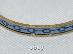 New HERMES Uni Bangle, Blue Pattern Enamel On Yellow Gold Sz 65cm PM