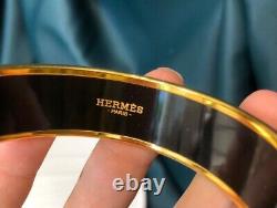 New Hermes Enamel Blue Bracelet Bangle Gold Hw