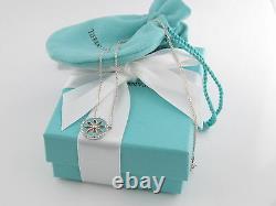 New Mint Tiffany & Co Silver Blue Enamel Daisy Necklace Packaging Box Pouch