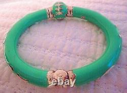 New Old Stk Signed Milor Sterling Silver Turquoise Large Hinged Bangle Bracelet