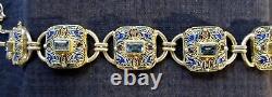 New Sterling Bracelet Chinese Style Blue Topaz Enamel Barbara Garwood 7 3/4