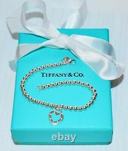 New Tiffany & Co Return To Tiffany Blue Enamel Love Heart Tag Bead Bracelet $465