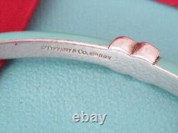 New Tiffany & Co Silver 925 Blue Enamel Signature Bangle Bracelet 7.5 Box Pouch