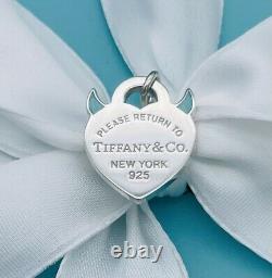 New Tiffany & Co Silver Return To Devil Blue Enamel Charm For Bracelet Necklace