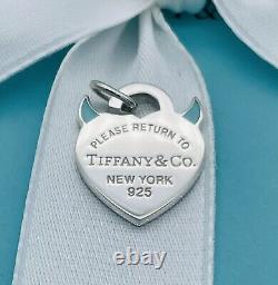 New Tiffany & Co Silver Return To Devil Blue Enamel Charm For Bracelet Necklace