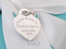 New Tiffany & Co Silver Return To Devil Blue Enamel Charm Necklace Bracelet