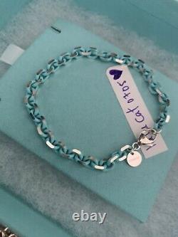 New tiffany and co blue enamel sparkler bracelet in size Medium