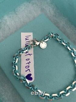 New tiffany and co blue enamel sparkler bracelet in size Medium
