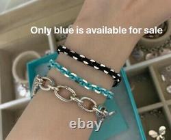 New tiffany and co blue enamel sparkler bracelet in size large