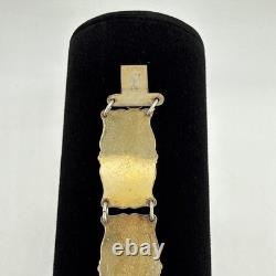 Norway Sterling Silver Royal Blue Enamel Guilloche Panel Bracelet & Pin (READ)