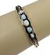 Opal 14k Yellow Gold Blue Enamel Hinged Bracelet