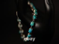 Original Vintage Sterling Silver. 925 Turquoise Gemstone Bracelet 18+ Carats 8.5