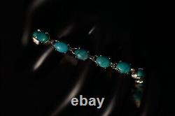 Original Vintage Sterling Silver. 925 Turquoise Gemstone Bracelet 18+ Carats 8.5