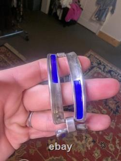 Ottaviani 925 sterling Italian mid-century/modernist Bracelet blue enamel