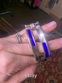 Ottaviani 925 sterling Italian mid-century/modernist Bracelet blue enamel