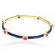 Oval Cut Ruby Gemstone Bangle Bracelet 14k Yellow Gold Blue Enamel Fine Jewelry