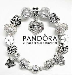 Pandora Bracelet Silver 925 Ale With White Mom Love Family Heart European Charms