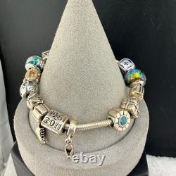 Pandora Charm Bracelet Silver 925 Multi Charm Anniversary Animals Women 7in