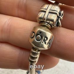 Pandora Charm Bracelet Silver 925 Multi Charm Anniversary Animals Women 7in