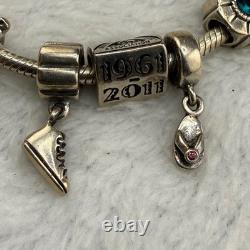 Pandora Charm Bracelet Silver 925 Multi Charm Anniversary Animals Women 7in