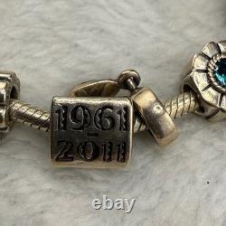 Pandora Charm Bracelet Silver 925 Multi Charm Anniversary Animals Women 7in