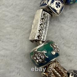 Pandora Charm Bracelet Silver 925 Multi Charm Anniversary Animals Women 7in