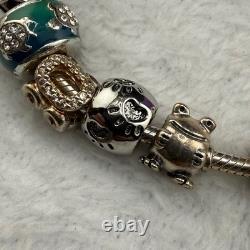 Pandora Charm Bracelet Silver 925 Multi Charm Anniversary Animals Women 7in