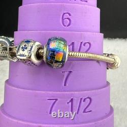 Pandora Charm Bracelet Silver 925 Multi Charm Anniversary Animals Women 7in